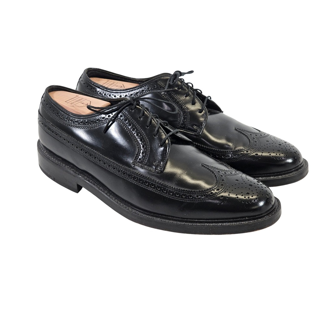 Florsheim Mens 10 Black Leather Wingtip Brogue Derby Dress Shoes 510766 Loafers